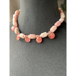 Peyote Bird 925 Apricot Agate Beaded Stone Necklace